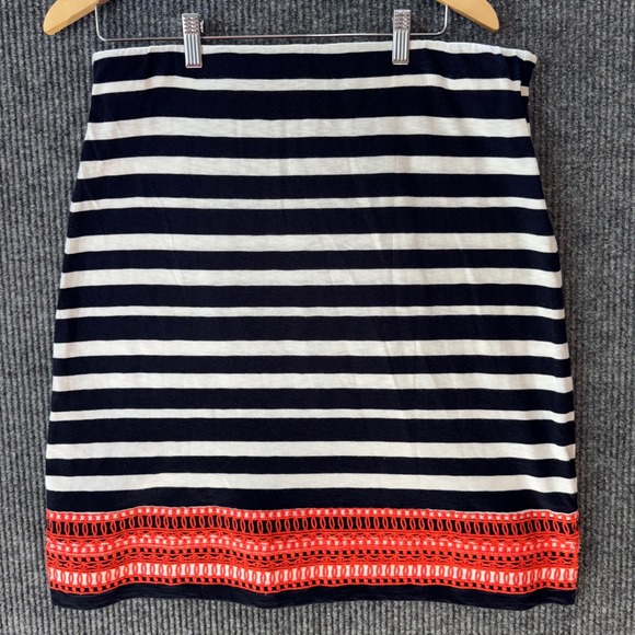 Talbots Striped Skirt Coral‎ Embroidered Hem Casual Everyday L Beach Coastal - Picture 1 of 5